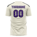 Custom Cream Light Purple Soccer Jersey