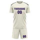 Custom Cream Light Purple Soccer Set