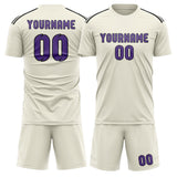 Custom Cream Light Purple Soccer Set