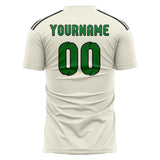 Custom Cream Emerald Green Soccer Jersey