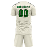 Custom Cream Emerald Green Soccer Set