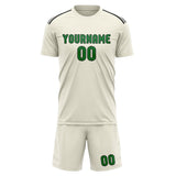 Custom Cream Emerald Green Soccer Set
