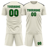 Custom Cream Emerald Green Soccer Set