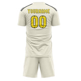 Custom Cream Light Yellow Soccer Set