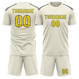 Custom Cream Light Yellow Soccer Set
