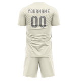 Custom Cream Gray Soccer Set