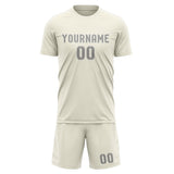Custom Cream Gray Soccer Set