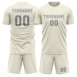Custom Cream Gray Soccer Set