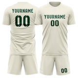Custom Cream Green Soccer Set