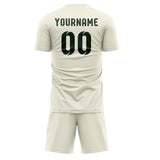 Custom Cream Dark Green Soccer Set