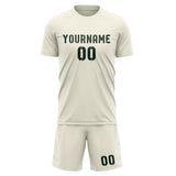 Custom Cream Dark Green Soccer Set