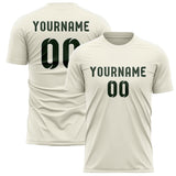 Custom Cream Dark Green Soccer Jersey