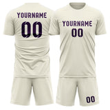 Custom Cream Purple Soccer Set