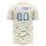 Custom Cream Light Blue Soccer Jersey