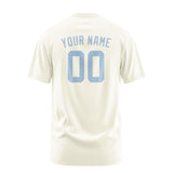 Custom Cream Light Blue T-Shirt