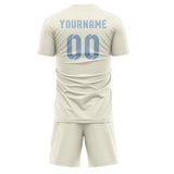 Custom Cream Light Blue Soccer Set