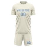 Custom Cream Light Blue Soccer Set