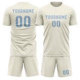 Custom Cream Light Blue Soccer Set