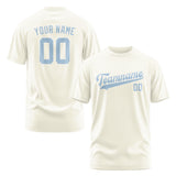 Custom Cream Light Blue T-Shirt