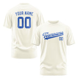 Custom Cream Sky Blue T-Shirt