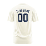 Custom Cream Blue T-Shirt
