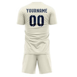 Custom Cream Blue Soccer Set