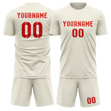 Custom Cream Orange Red Soccer Set