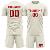 Custom Cream Red Soccer Set