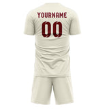 Custom Cream Crimson Red Soccer Set