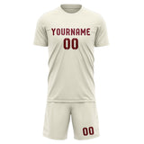 Custom Cream Crimson Red Soccer Set
