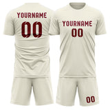Custom Cream Crimson Red Soccer Set