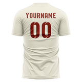 Custom Cream Coral Red Soccer Jersey