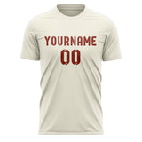 Custom Cream Coral Red Soccer Jersey