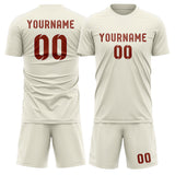 Custom Cream Coral Red Soccer Set