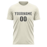Custom Cream Dark Grey Soccer Jersey
