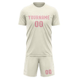 Custom Cream Light Pink Soccer Set