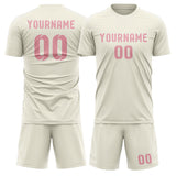 Custom Cream Light Pink Soccer Set