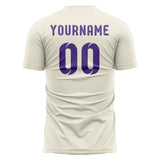 Custom Cream Light Purple Soccer Jersey