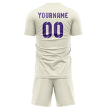 Custom Cream Light Purple Soccer Set