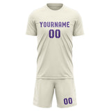 Custom Cream Light Purple Soccer Set