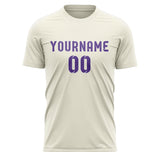 Custom Cream Light Purple Soccer Jersey