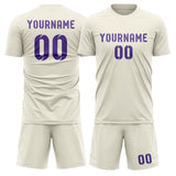 Custom Cream Light Purple Soccer Set