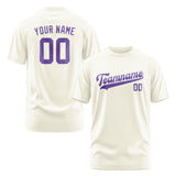 Custom Cream Light Purple T-Shirt