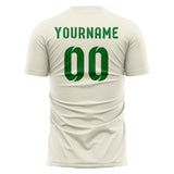 Custom Cream Emerald Green Soccer Jersey