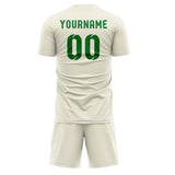 Custom Cream Emerald Green Soccer Set