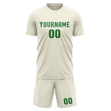 Custom Cream Emerald Green Soccer Set