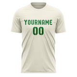 Custom Cream Emerald Green Soccer Jersey