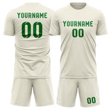 Custom Cream Emerald Green Soccer Set