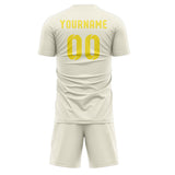 Custom Cream Light Yellow Soccer Set