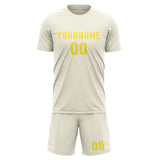 Custom Cream Light Yellow Soccer Set